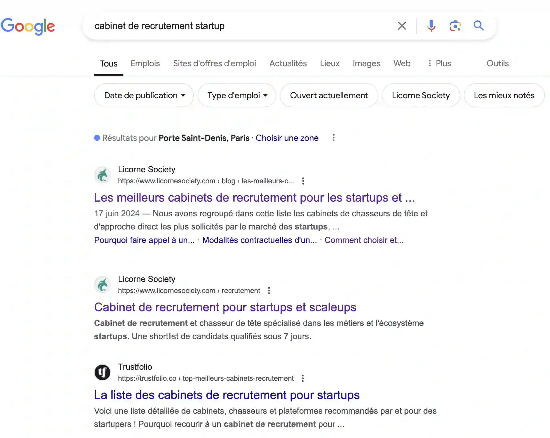 Recherche Google SEO